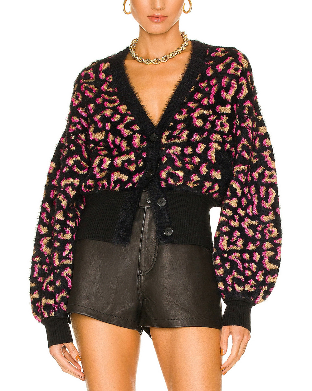 Diane Von Furstenberg Fuzzy Black Dolly Cardigan Size M